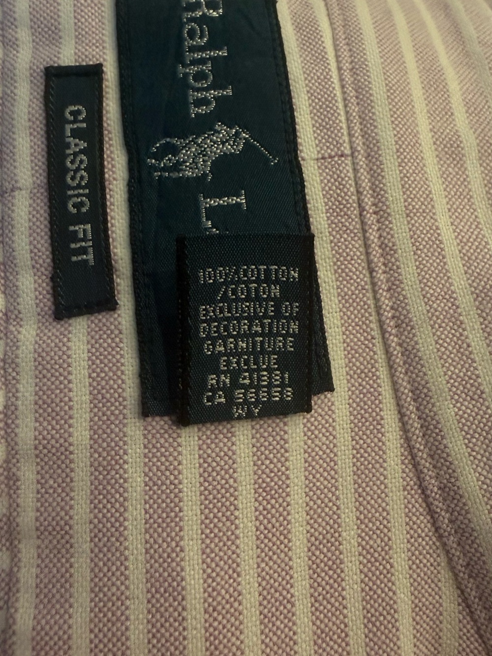 Vintage Ralph Lauren Lavender and White Striped Cotton Button-Up Shirt XL - Picture 9 of 9